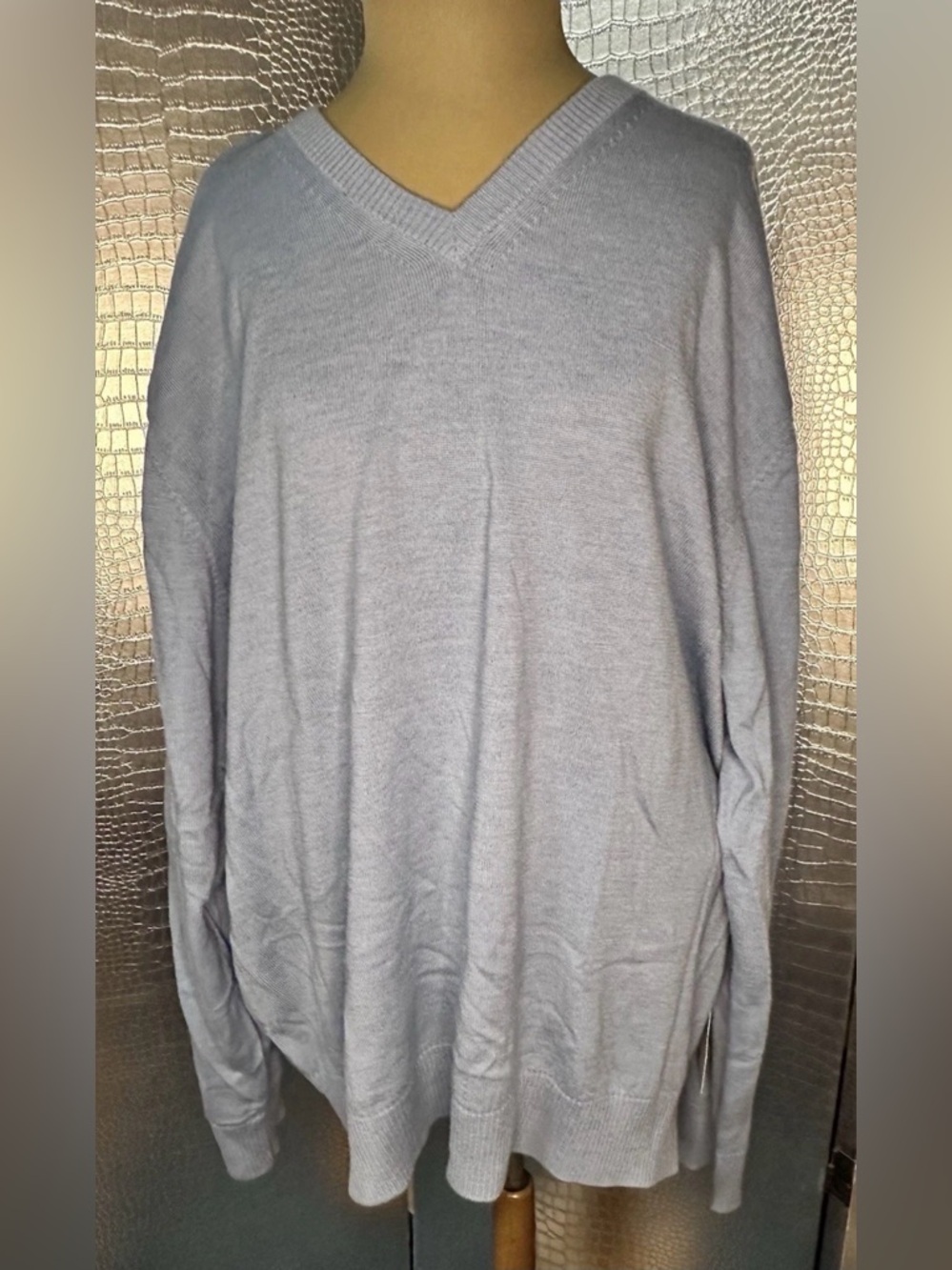 Calvin Klein V-Neck Blue Extrafine Merino Wool Sweater Size XXL NWT